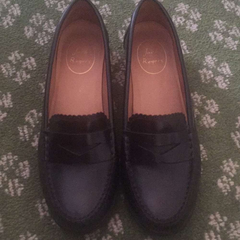 Jack Rogers black “Quinn” leather penny loafers